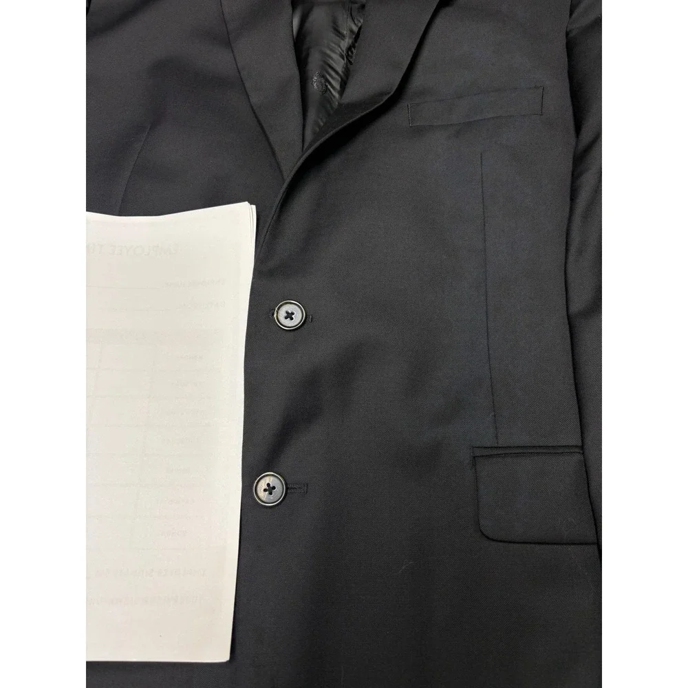 Lauren Ralph Lauren Mens 2-Piece Suit Black Wool Blend 44R W40 L28 Jacket Pants
